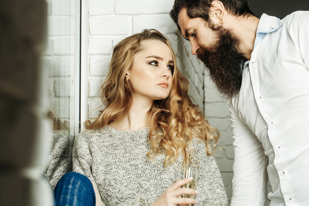 Couple arguing before breakup over addiction issues