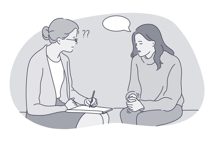 illustration of a doctor talking with a patient