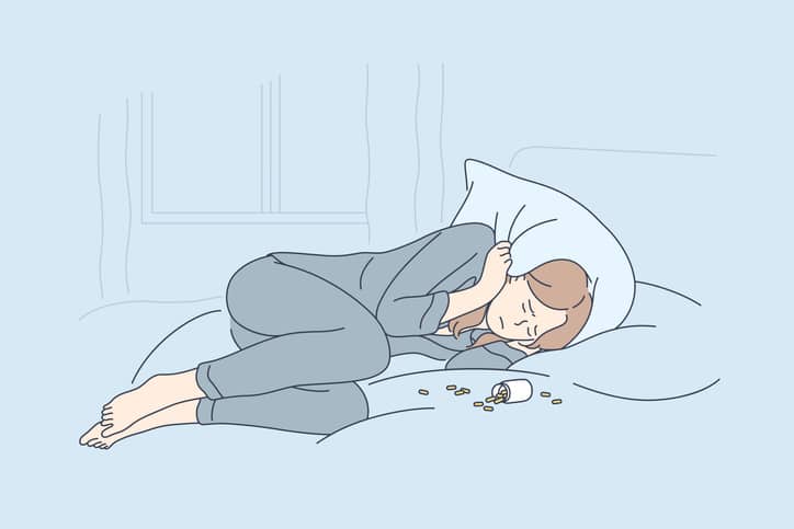 illustration of a lady in bed feeling uncomfortable