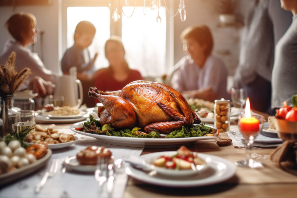 family enjoying holiday dinner